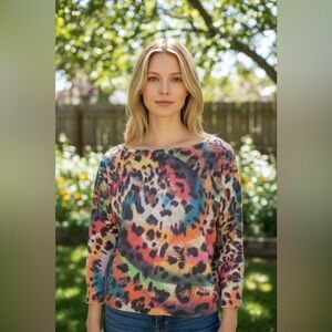 Free For Humanity Leopard Rainbow Top Excellent Condition